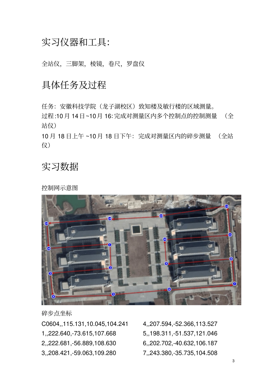 土木工程测量(导线控制测量)实习报告_第3页