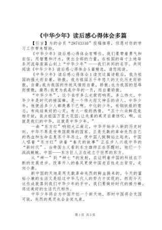 《中华少年》读后感心得体会多篇