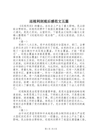 巡视利剑观后感范文五篇