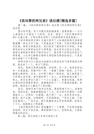 《卖风筝的两兄弟》读后感[精选多篇]