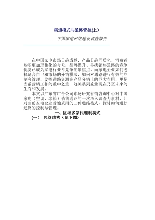 我国电网渠道模式与通路管控