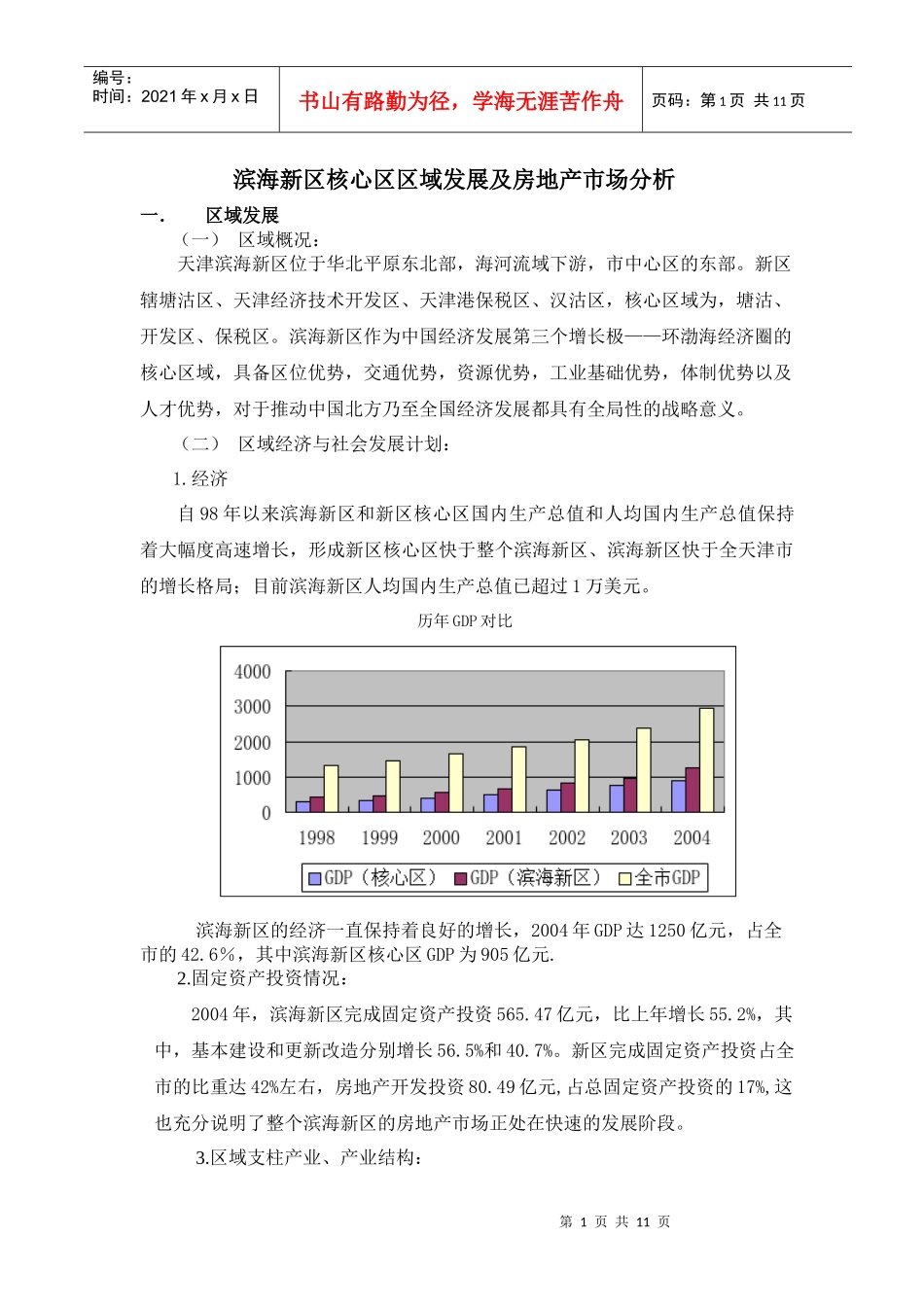 滨海新区核心区区域发展及房地产市场分析(1)_第1页