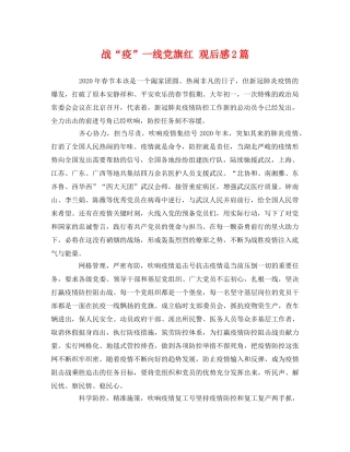 战“疫”一线党旗红 观后感2篇 