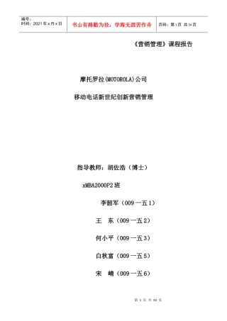 摩托罗拉公司通信市场分析概述