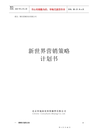 烟台某实业有限公司营销策略计划书