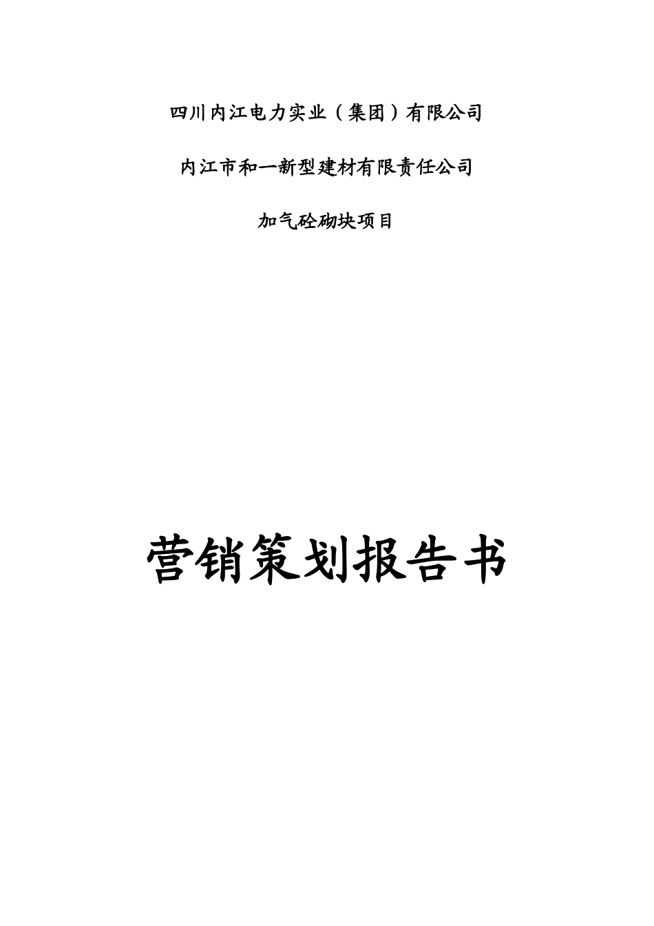 某建材公司加气砼砌块项目营销策划报告书_第1页
