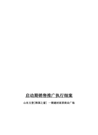 某建材家居商业广场启动期销售推广执行细案