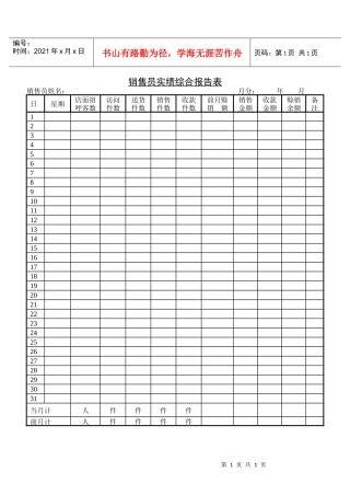 销售员实绩综合报告表(1)