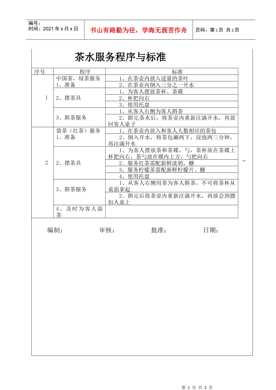 茶水服务程序与标准_第1页
