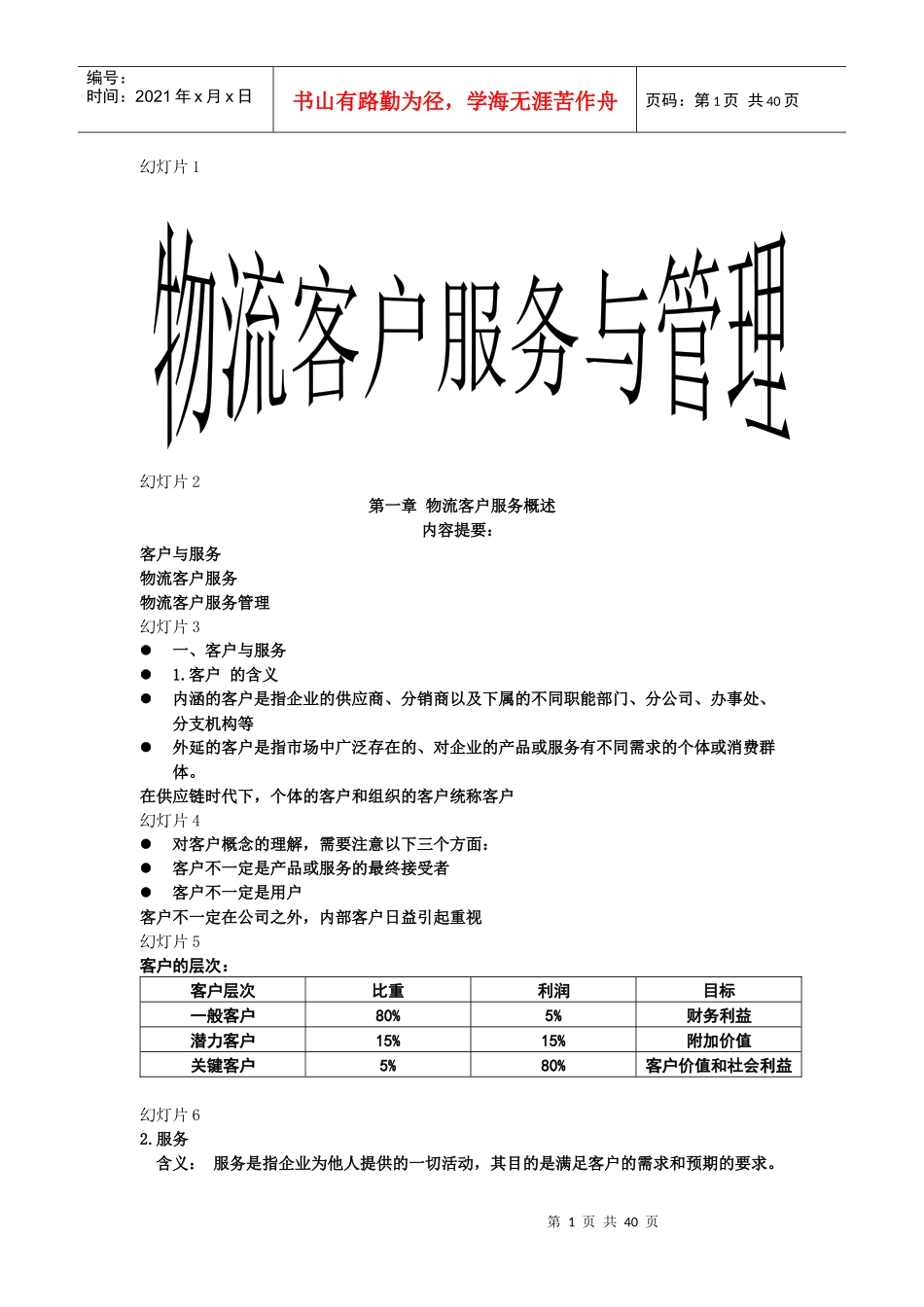 物流客户服务与管理_第1页