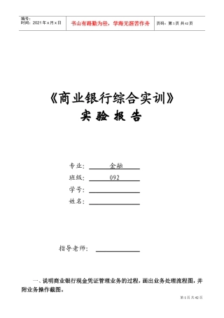 银行综合业务实训报告(DOC33页)