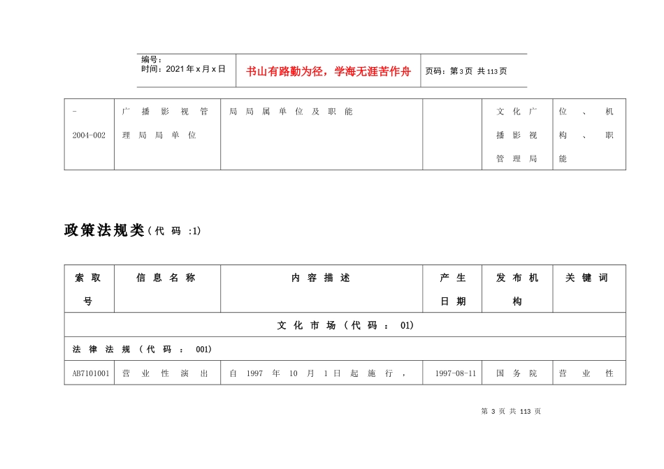 文化广播影视管理局政府公开信息目录_第3页