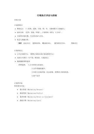 行销执行评估与控制