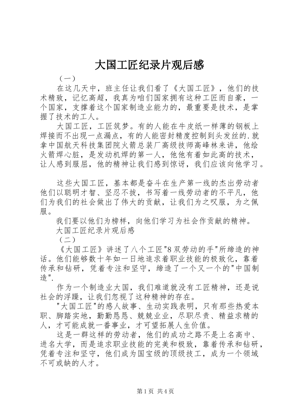 大国工匠纪录片观后感_第1页