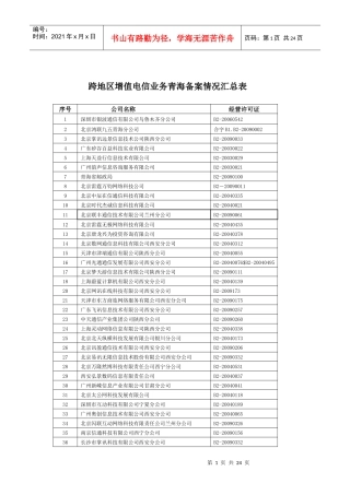 跨地区增值电信业务青海备案情况汇总表-1
