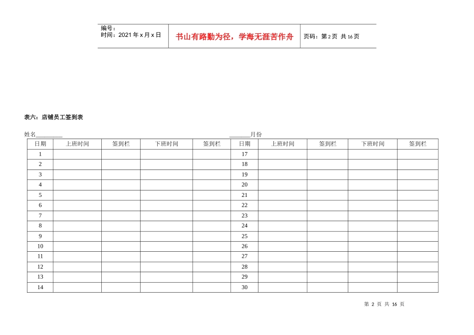 终端店铺人力资源管理规范的30张表_第2页