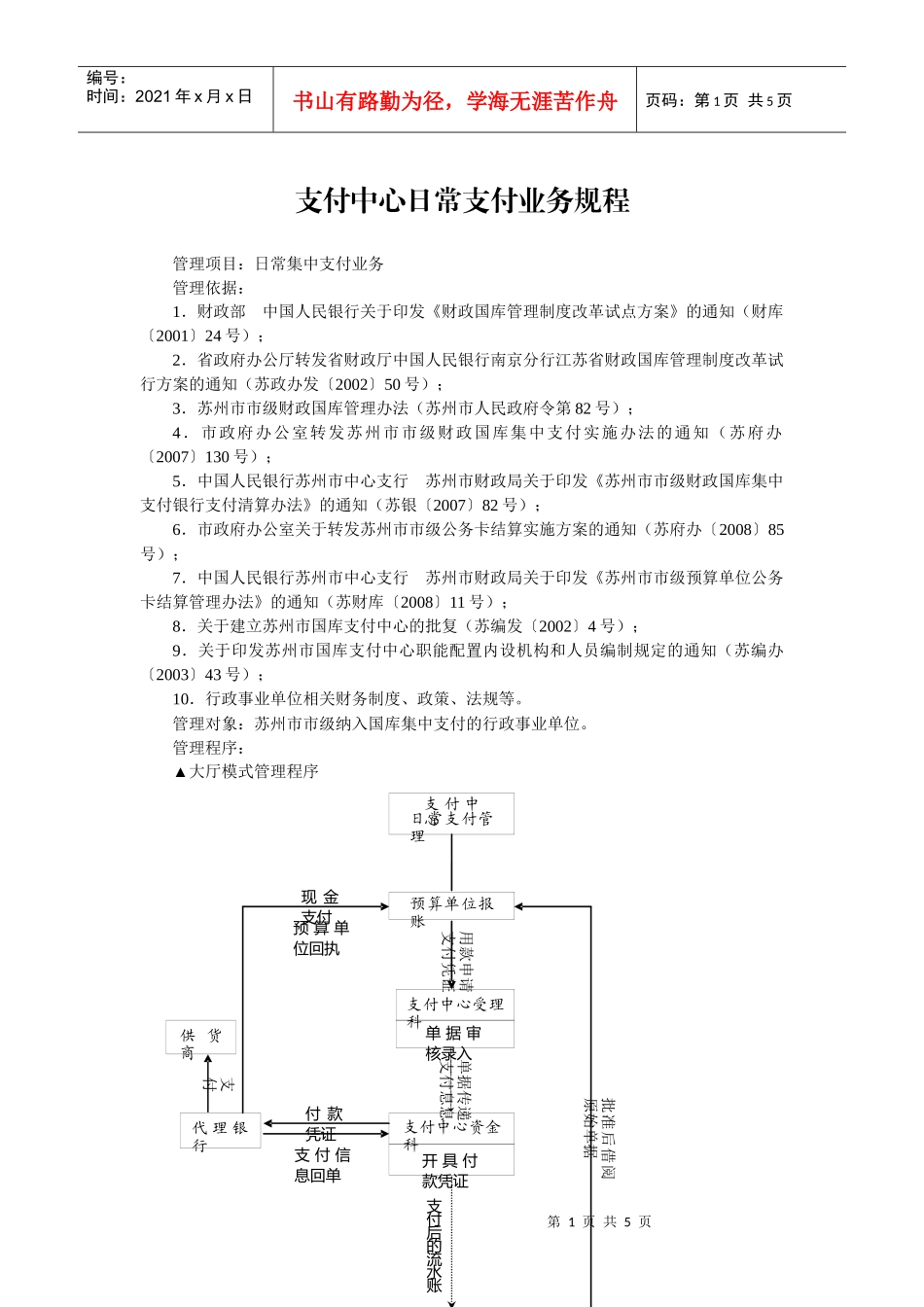 支付中心日常支付业务规程_第1页