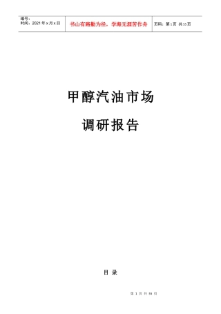 甲醇汽油市场调研报告