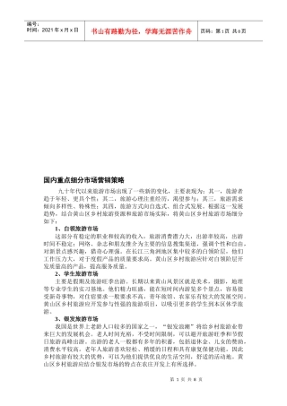 试谈国内重点细分市场营销策略