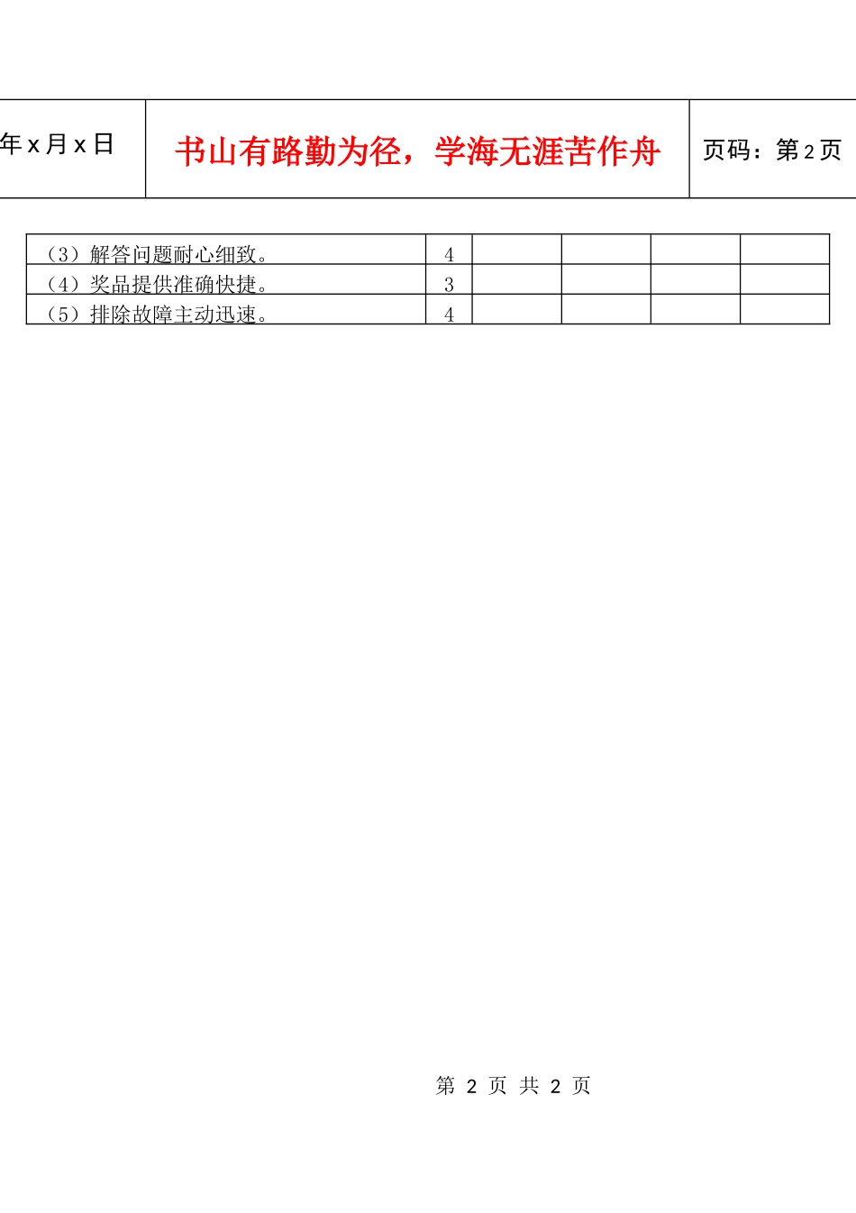 电子游戏厅服务质量检查评分表(总分70分)_第2页