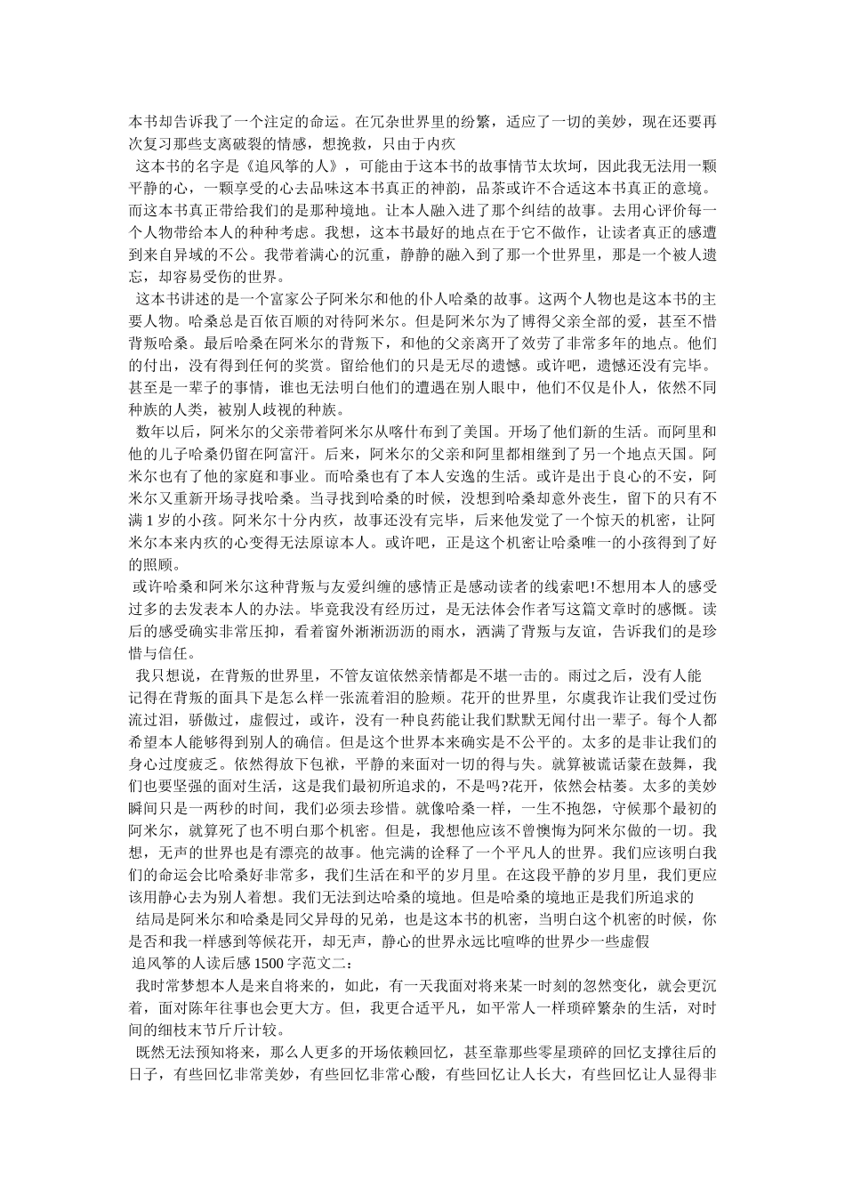 追风筝的人读后惑(三篇) _第2页