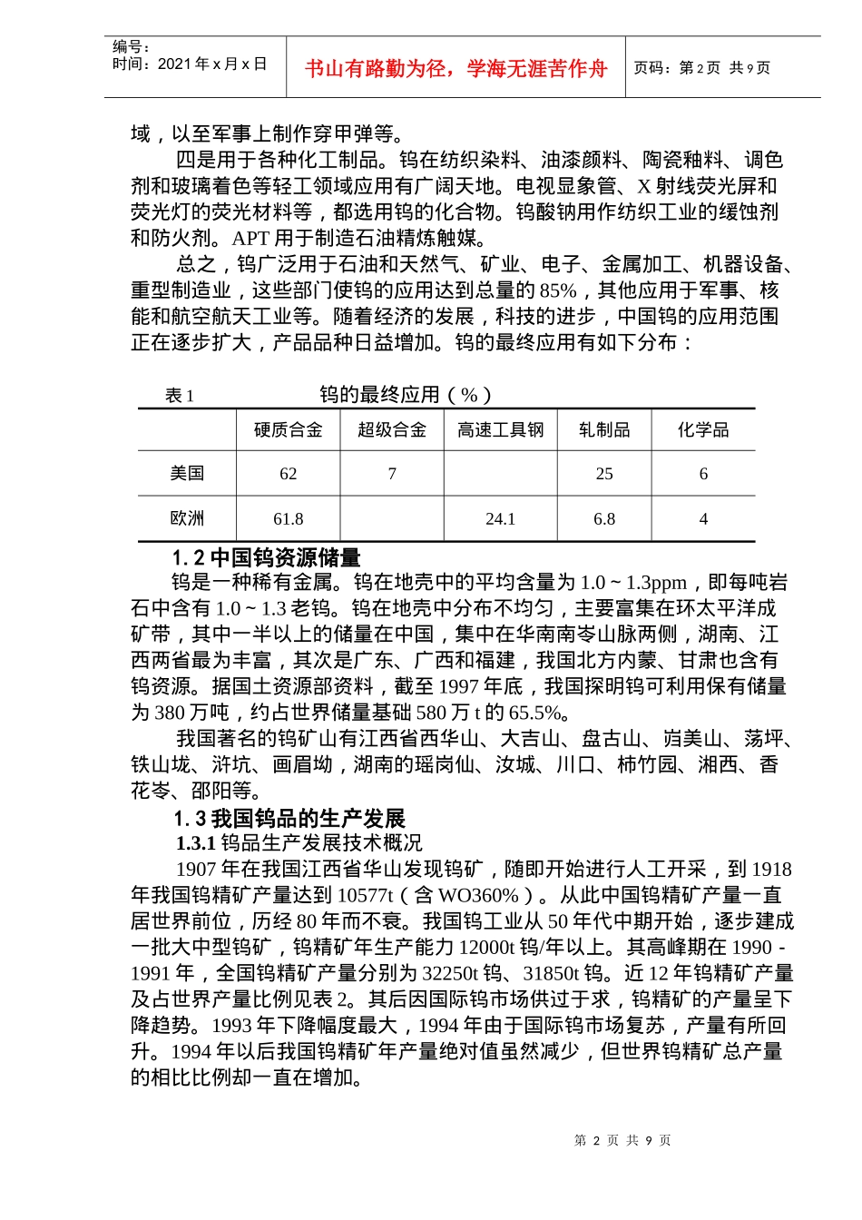 钨品市场预测_第2页