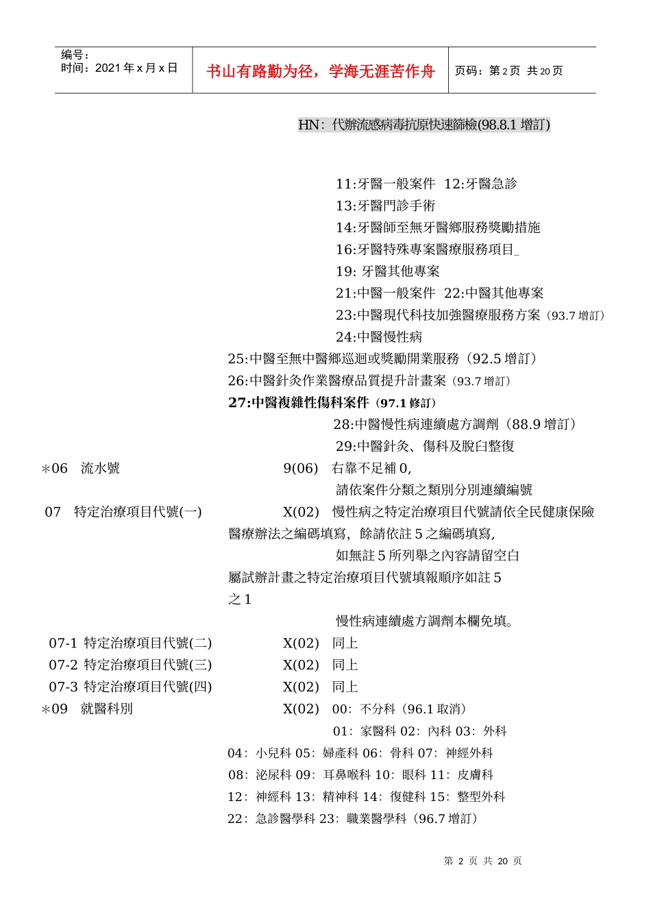 门诊医疗服务点数清单媒体申报格式及填表说明_第2页