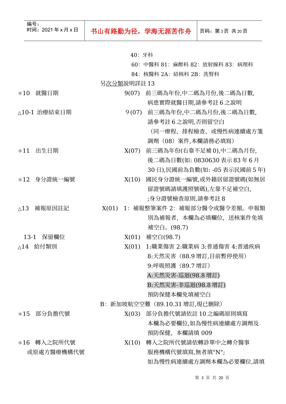 门诊医疗服务点数清单媒体申报格式及填表说明_第3页