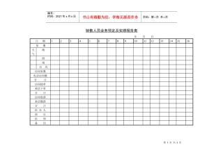 销售人员业务预定及实绩报告表