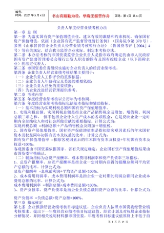 负责人年度经营业绩考核办法