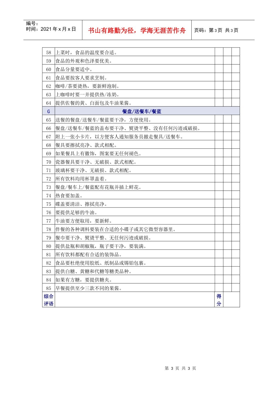送餐服务质量检查表_第3页