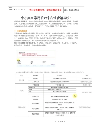 运营技巧-中小卖家常用的六个店铺营销玩法