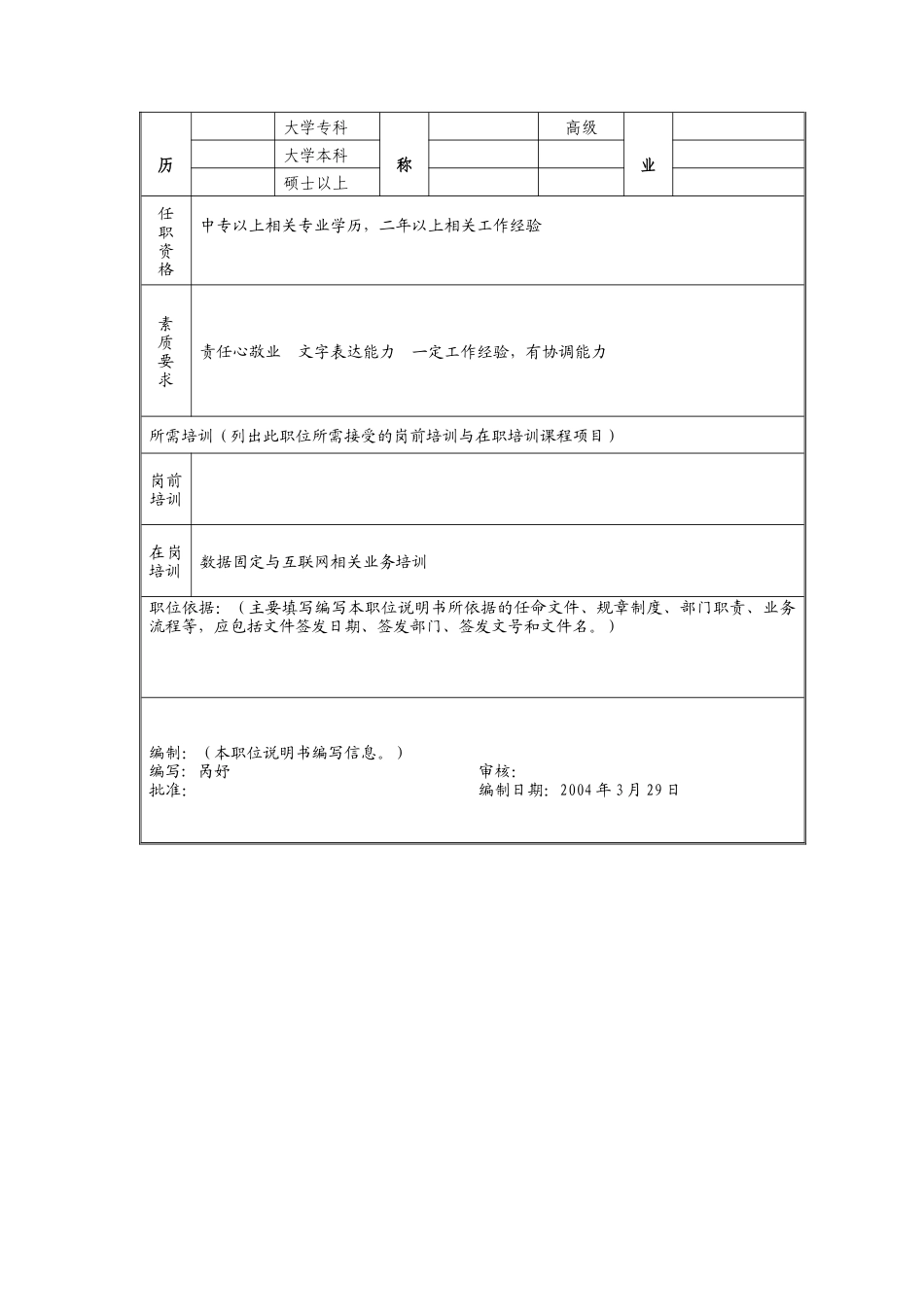 渠道管理岗位说明书_第2页