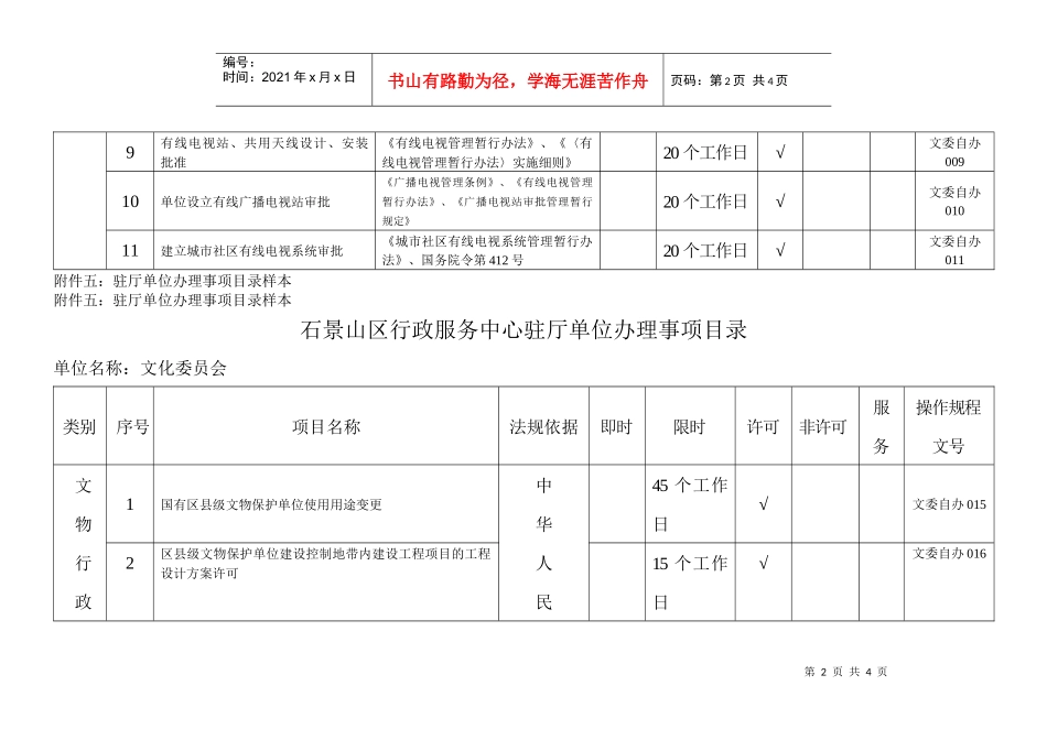 石景山区行政服务中心驻厅单位办理事项目录_第2页