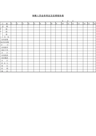 销售人员业务预定及实绩报告表（DOC 1页）