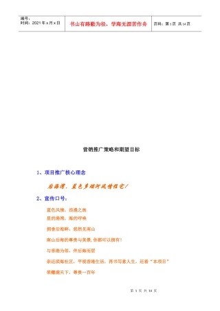 试谈营销推广策略与期望目标