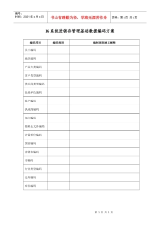 进销存管理基础数据编码方案调整