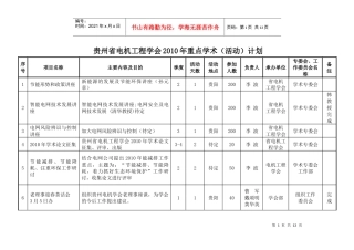 贵州省电机工程学会XXXX年重点学术（活动）计划