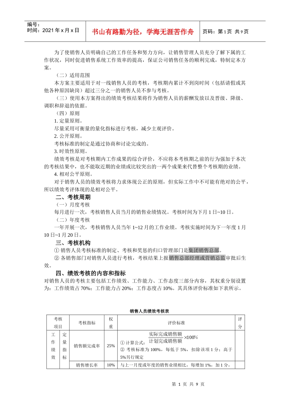 销售考核办法_第2页