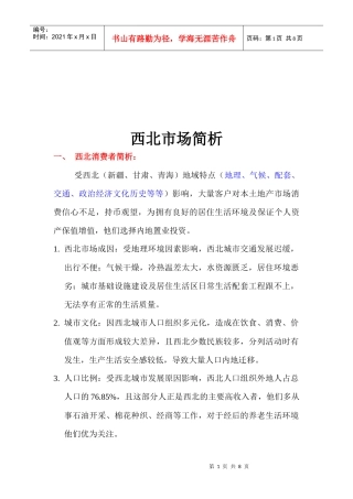 浅论西北市场分析