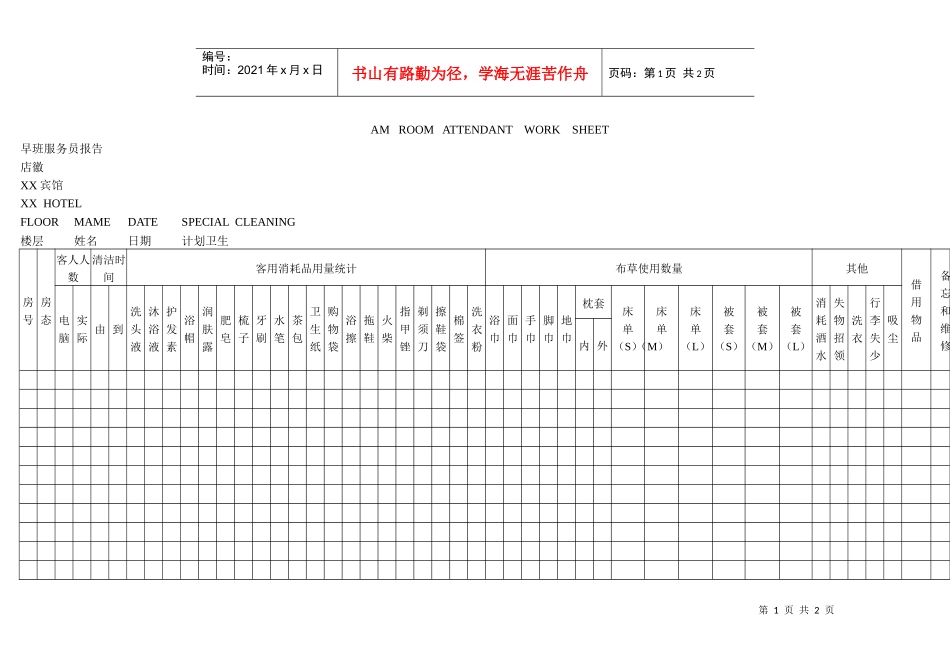 早班服务员报告_第1页