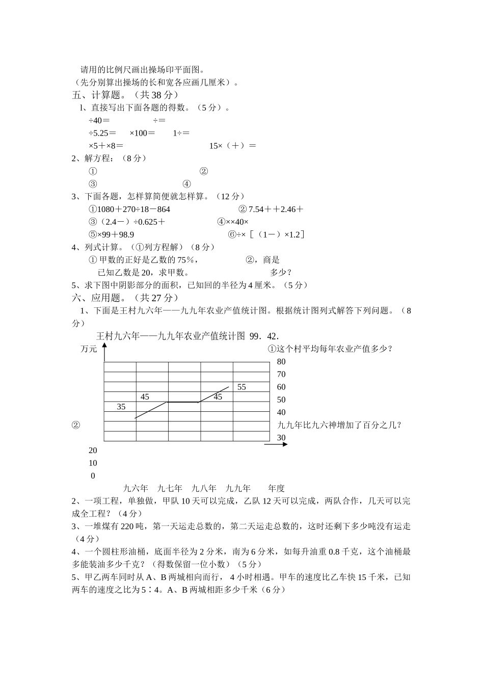 岳池县小学数学毕业复习综合练习 _第2页