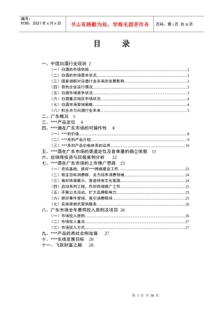 某白酒广东市场推广思路报告
