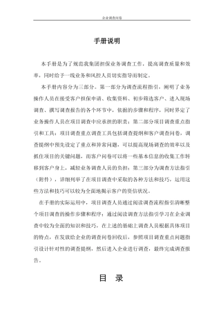 融资担保业务调查清单