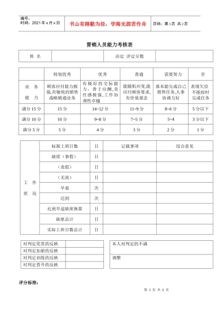 营销人员能力考核表(1)