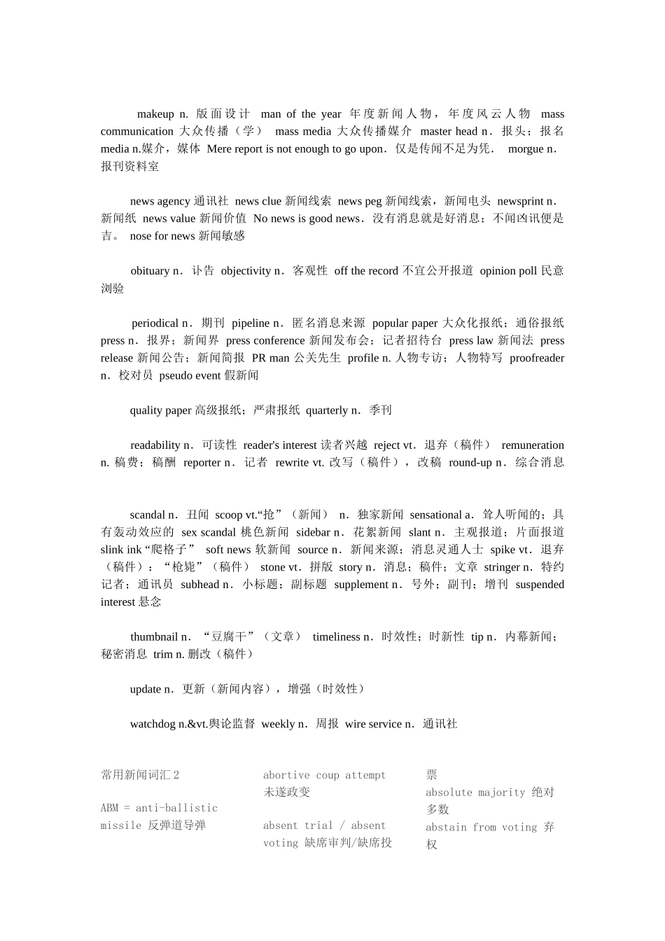 新闻听力常用词汇_第2页