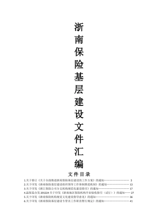 浙南保险基层建设文件汇编 