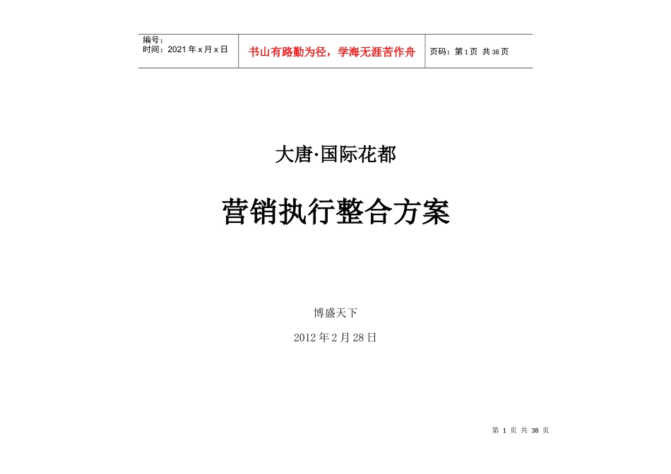 新蔡大唐国际花都营销执行整合方案_第1页