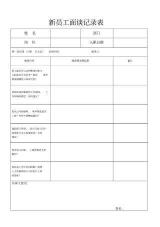 员工入职度面谈表