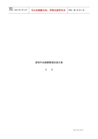 试谈营销平台薪酬管理实施方案